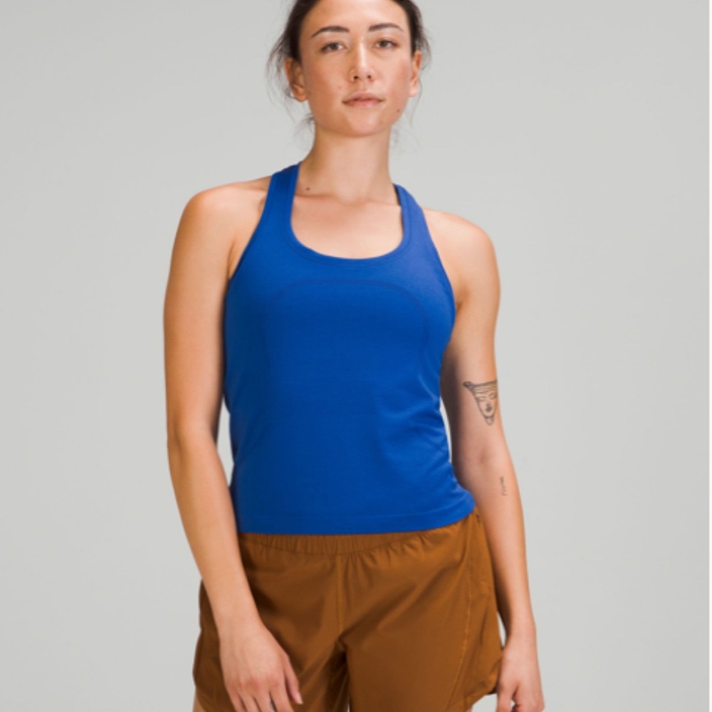 Lululemon swiftly racerback tank 2.0 race length in symphony blue